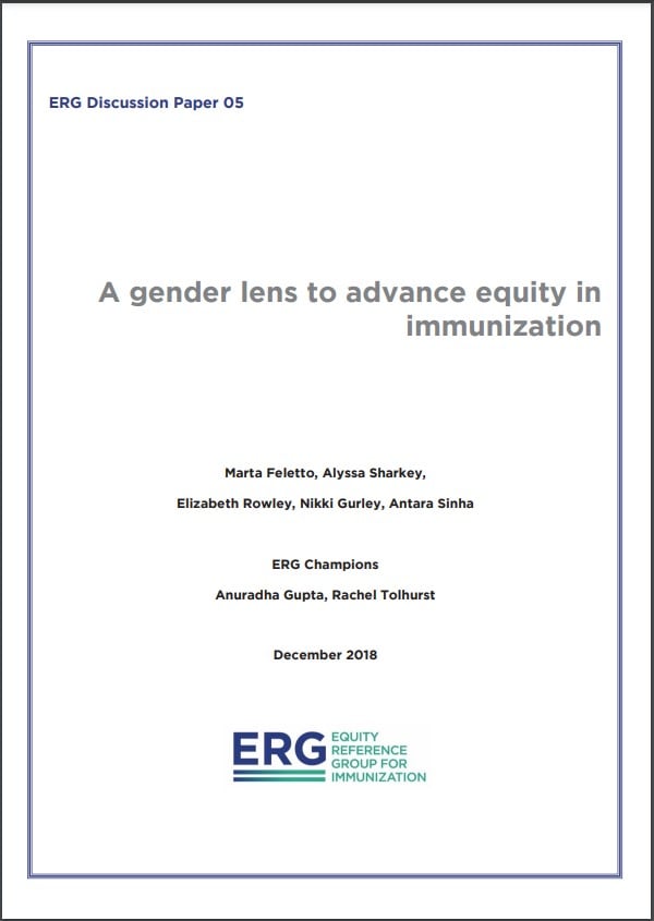 ERG Discussion paper: A gender lens to advance equity in immunization cover image