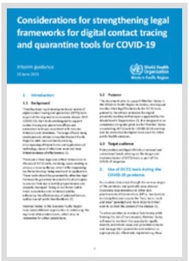 Considerations for strengthening legal frameworks for digital contact tracing and quarantine tools for COVID-19